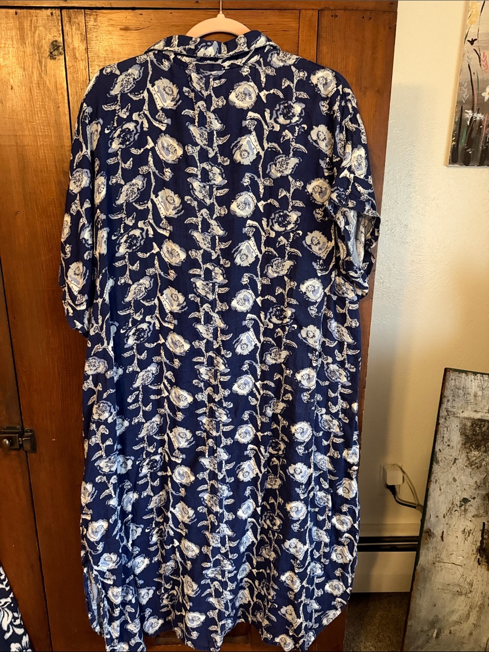 NATURAL LIFE Navy Blue Floral Button-Down Shirt Dress - Picture 3 of 3